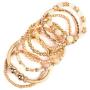 RIAH FASHION Bohemian Bead Multi Layer Versatile Statement Bracelets - Metallic Bar, Sparkly Crystal, Tassel Charm Stackable Stretch Prayer Cuff Leatherette Bangle