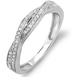 Dazzlingrock Collection 0.25 Carat (ctw) 10K Gold Round Diamond Anniversary Wedding Band Swirl Matching Ring 1/4 CT