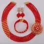 aczuv 5 Rows Nigerian Beads Jewelry Set African Beads Necklace Wedding Party Jewelry Sets