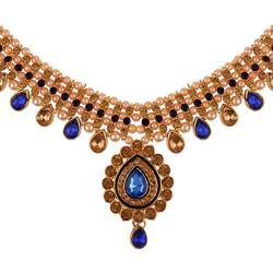 Efulgenz Indian Bollywood Crystal Rhinestone Gold Plated Choker Necklace Earring Maangtikka Statement Jewelry Set
