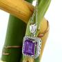 Gem Stone King 925 Sterling Silver Purple Amethyst Pendant Necklace For Women (2.61 Cttw, Gemstone Birthstone, Emerald Cut with 18 Inch Silver Chain)