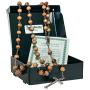 Catholic Olive Wood Rosary Beaded Prayer Jerusalem Cross Decor Crucifixion of Christ Jesus Necklace for Auto Vehicle for Men Women Religious Jewelry Pendant 14 inch
