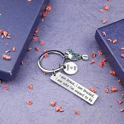 Inspirational Keychain Gifts I am Brave I am Bruised I am Who Im Meant to Be Keychain Gift for Men Women Birthday Gifts Encouragement Jewelry Keychain(KR- This Is Me)