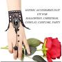 Finrezio Black Lace Necklace Bracelet and Pendant Earrings Set for Women Halloween Steampunk Wedding Party Mascarade Costume Jewelry Sets
