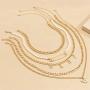 Ingemark 5 Layers Link Chain Choker Neklcae Set Simple Angel Babe Initial Letter Pendant Necklace Hip Hop Punk Jewelry Set