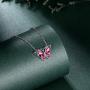 Hipunk 925 Sterling Silver Birthstone Butterfly Jewelry Women Crystal Animal Cute Butterflies Birthday Necklace/Earring/Ring/Bracelet Sets Birth Stone Statement Anniversary Jewellery