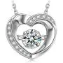 DANCING HEART Gifts for Her ✦Wonderful World✦ 925 Sterling Silver Dancing Stone Pendant Necklace with 5A Cubic Zirconia with Jewelry Box