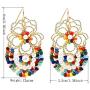 DAMLENG Unique Handmade Gold Flower Beaded Dangle Drop Earrings Bohemian Hollow Indian Jewelry for Women Girls