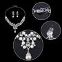 EVER FAITH Flower Simulated Pearl Wedding Jewelry Set Clear Austrian Crystal
