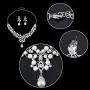 EVER FAITH Flower Simulated Pearl Wedding Jewelry Set Clear Austrian Crystal