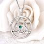 YL Celtic Knot Necklace 925 Sterling Silver Created Aquamarine/Ruby/Emerald/Cubic Zirconia Trinity Pendant Love Knot Jewelry