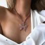 Earent Crystal Butterfly Choker Necklace Rhinestone Pendant Necklaces Chain Sparkly Butterfly Jewerly Fashion Party Accessories for Women and Girls