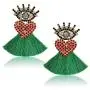 Devil Eye Tassel Earrings - Rhinestone Fan Fringe Earrings - Gifts for Mom, Sisters and Girlfriends