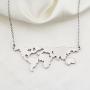 WUSUANED Stainless Steel World Map Necklace World Continents Jewelry Travel Gift for Women Men