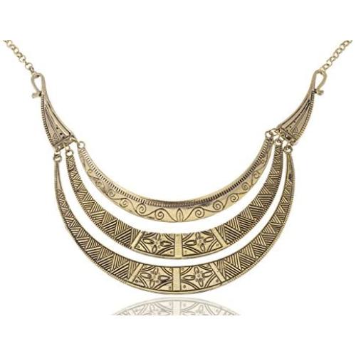 Alilang Vintage Egyptian Crescent Moon Shaped Bib Adjustable Statement Necklace