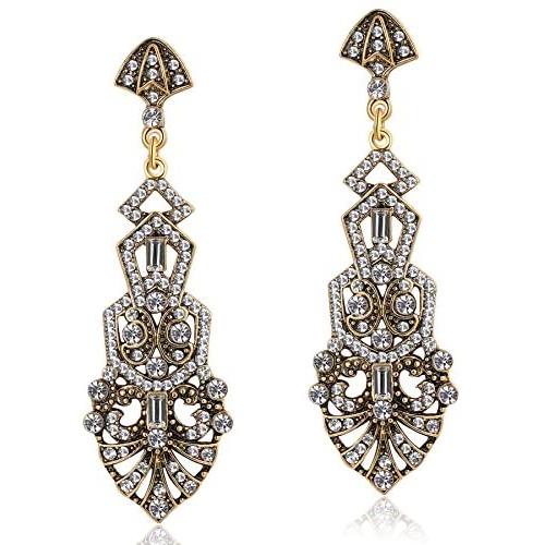 Coucoland 1920s Flapper Earrings Roaring 20s Great Gatsby Rhinestone Earrings