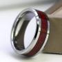 Couple Ring Bridal Set His and Hers Women 10k White Gold Filled Heart Garnet CZ Men Tungsten Carbide Band 10k Wedding Ring Band Set