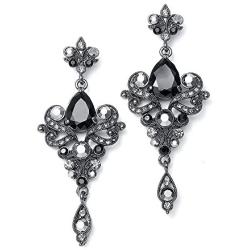 Mariell Vintage Black and Grey Crystal & CZ Chandelier Dangle Earrings for Fashion, Prom, Bridesmaids