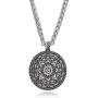 Hong Spiritual Necklace Tibet Mandala Pendant Necklace Geometry Amulet Religious Jewelry (Antique Silver)
