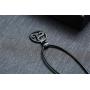 PJ Jewelry Mens Celtic Symbol Triskelion Pendant Stainless Steel Triskele Triple Spiral Necklace with Leather Chain