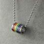Ropman Rainbow Lesbian Pride Necklace for Unisex,Equality Bisexual Ring Chain Jewelry Stainless Steel Gay Stuff LGBTQ Accessories