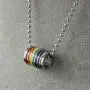 Ropman Rainbow Lesbian Pride Necklace for Unisex,Equality Bisexual Ring Chain Jewelry Stainless Steel Gay Stuff LGBTQ Accessories
