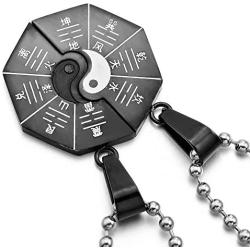 UM Jewelry Stainless Steel Puzzle Couples Necklace for Him and Her Tai Chi Yin Yang Split Pendant