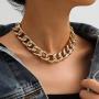 Masiter Hip Hop Rhinestone Necklace Chunky Cuban Oval Link Chain Choker Party Nightclub Costume Jewelry for Women and Girls
