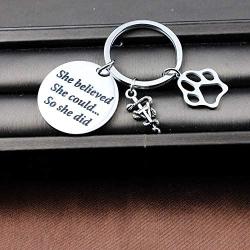 Eigso Vet Tech Gift She Believed She Could So She Did Veterinarian Keychain Veterinarian Graduation Gift Appreciation Gift(she Believe Vet KR)