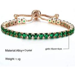 FuSi Womens Slider Tennis Chain Crystal Bracelet Gold Silver 4MM Crystal Zirconia Shiny Crystal Slip Full Diamond Jewelry Bracelet for Valentines Day,Birthday Present,5.9''+1.58'' Chain