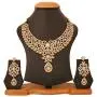 Touchstone Hollywood Glamour Pretty Filigree Rhinestone Studded Diamond Look Designer Bridal Jewelry hasli Necklace Set for Women in Antique Gold Tone Touchstone Hollywood Glamour Pretty Filigree Rhinestone Studded Diamond Look Designer Bridal Jewelry hasli Necklace Set for Women in Antique Gold Tone