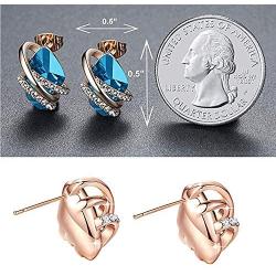 EMESLY 18K Rose Gold Plated Necklace/Earrings; Embellished with Premium Crystals, Nickel & Lead Free, Hypoallergenic Long Lasting Finish; Perfect Jewelry Gift for Women & Girls