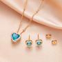 Swarovski Crystal Heart Pendant Necklace Earrings for Women 14K Gold Plated Hypoallergenic Jewelry Set