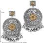 Aheli Bohemian Two Tone Oxidized Dangle Jhumki Antique Earrings Beads Tassels Indian Fashion Jewelry for Women