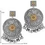 Aheli Bohemian Two Tone Oxidized Dangle Jhumki Antique Earrings Beads Tassels Indian Fashion Jewelry for Women