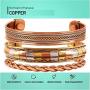 Touchstone Indian Handcrafted Healing Copper Bracelet Peace Chakra Yoga Meditation Mantra Jewelry Cuff for Women and Men.