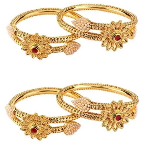 Efulgenz Fashion Jewelry Indian Bollywood 14 K Gold Plated Faux Pearl Kundan Rhinestone Floral Bracelet Bangle Efulgenz Fashion Jewelry Indian Bollywood 14 K Gold Plated Faux Pearl Kundan Rhinestone Floral Bracelet Bangle