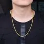 Three Keys Jewelry Mens 18K Gold Plated Rope Chain for Men 4mm Stainless Steel Gold Chain Necklace Long Layered Big Gold Necklaces for Boys