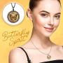 Lola Bella Gifts and Spirit Lala Orange Monarch Butterfly Grief Sympathy Gift Reversible Necklace with Our Love Never Dies and Butterfly Spirit Poem Card, Gift Box