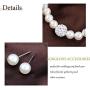 Brishow Wedding Pearl Necklace Earrings Bracelet Jewelry Set Silver Bride Crystal Pearl Chain Bridal Fit for Women and Girls