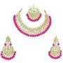 Finekraft Meena Kundan Bridal Wedding Designer Gold Plated Pearls Necklace Jewelry Set