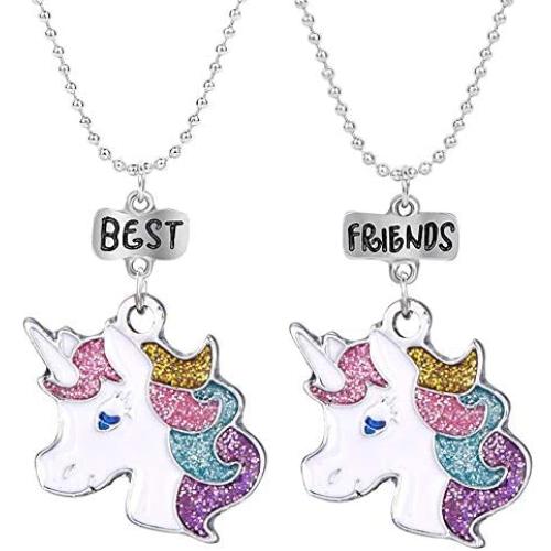 OAONNEA 2 PCS Unicorn Best Friend Necklace Set for Girls Kids