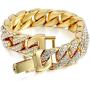 Fully Iced Mens Big Rocks Bezel Color Dial with Roman Numerals, Cuban Chain Bracelet, Cuban Necklace, Tennis Chain & Ring - ST10327CRNT