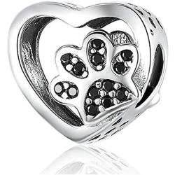JOMOHO Charms fits Pandora Charms Bracelets Dog Paw Print Animal Lucky Charms for Woman 925 Sterling Silver Pendant Girl Jewelry Beads Gifts for Women Bracelet&Necklace
