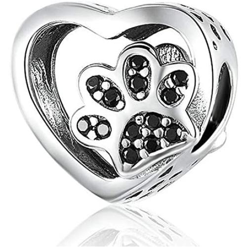 JOMOHO Charms fits Pandora Charms Bracelets Dog Paw Print Animal Lucky Charms for Woman 925 Sterling Silver Pendant Girl Jewelry Beads Gifts for Women Bracelet&Necklace