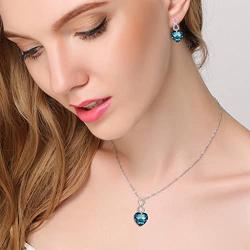 EVER FAITH 925 Sterling Silver CZ Figure 8 Infinity Love Heart Pendant Necklace Earrings Set