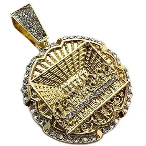Hip Hop Iced Lab Diamond Gold plated Large Last Supper Charm Pendant