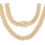 Bling Iced Out Diamond Cuban Link Chain Hip Hop Silver Gold Chunky Chains and Bracelets for Men Women 16 18 20 24 / 7 8 9 Inches