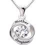 ALOV Jewelry Sterling Silver Mother and Daughter Love Cubic Zirconia Pendant Necklace