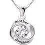 ALOV Jewelry Sterling Silver Mother and Daughter Love Cubic Zirconia Pendant Necklace ALOV Jewelry Sterling Silver Mother and Daughter Love Cubic Zirconia Pendant Necklace